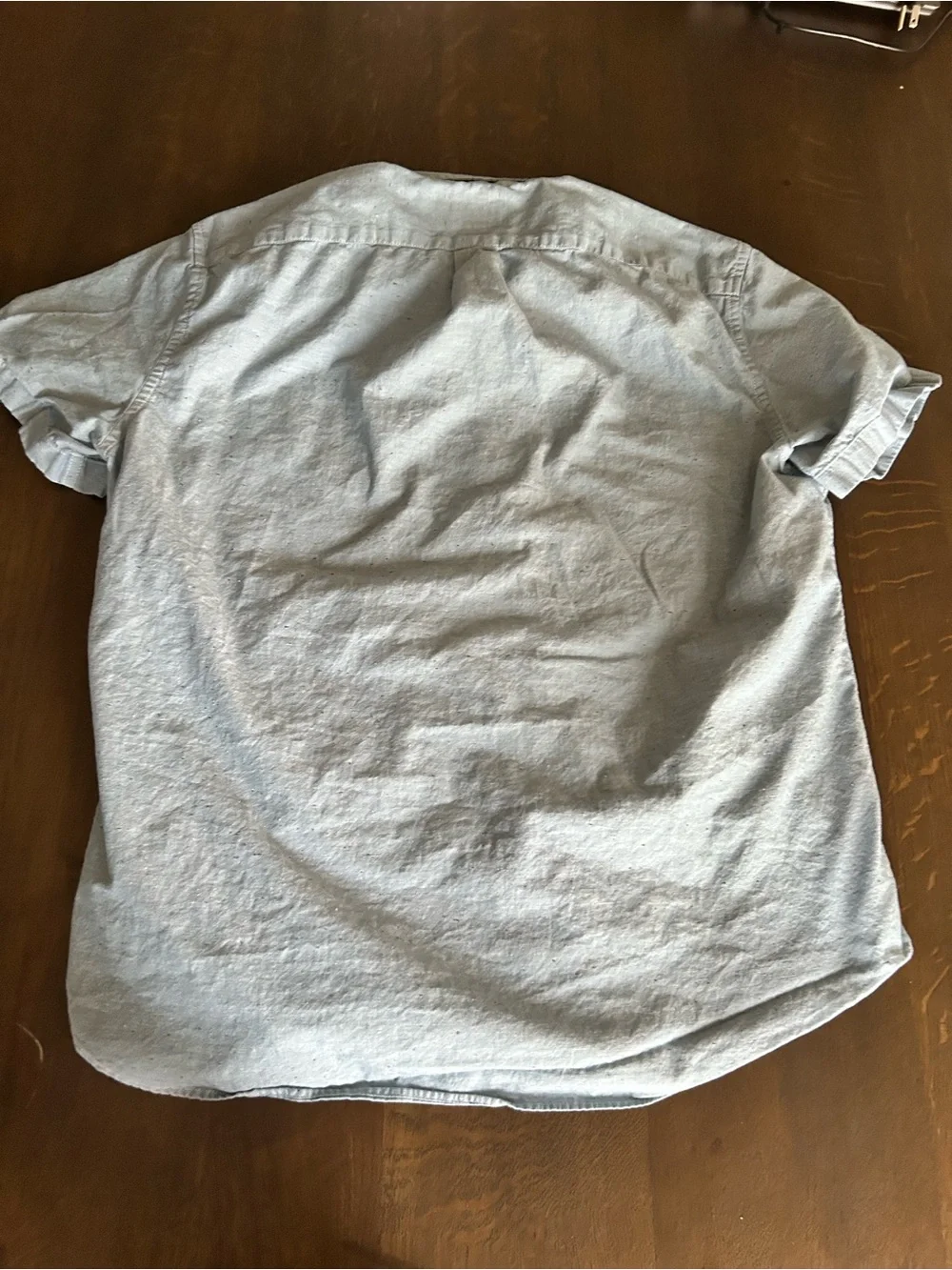 J. Crew light blue with speckled print short sleeve button down